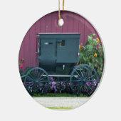 Amish Buggy-Barnyard Keramisch Ornament (Links)