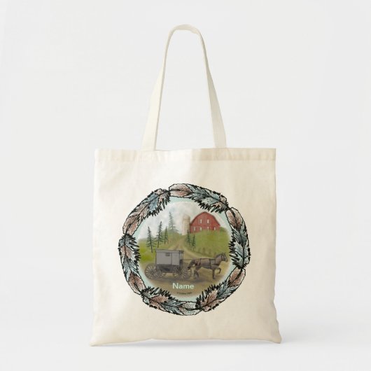 Amish Buggy Bezoek aangepaste naam canvas tas (Voorkant)