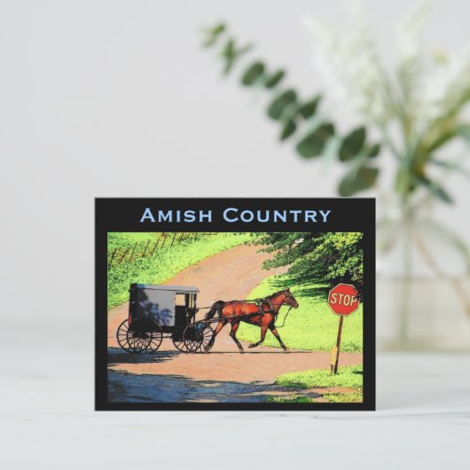 Amish Buggy Briefkaart (Staand voorkant)