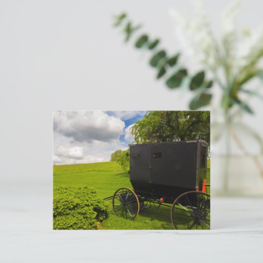 Amish Buggy in Hillside Boerderij Briefkaart (Staand voorkant)