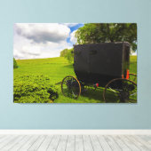 Amish Buggy in Hillside Boerderij Canvas Afdruk (Insitu (Houten vloer))