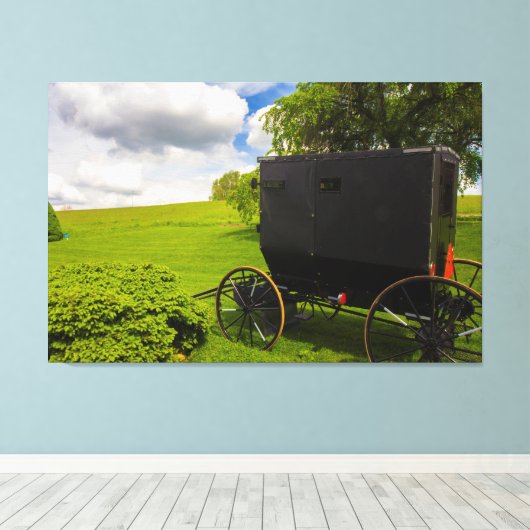 Amish Buggy in Hillside Boerderij Canvas Afdruk (Insitu (Houten vloer))