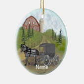 Amish Buggy Kerstbal Keramisch Ornament (Rechts)