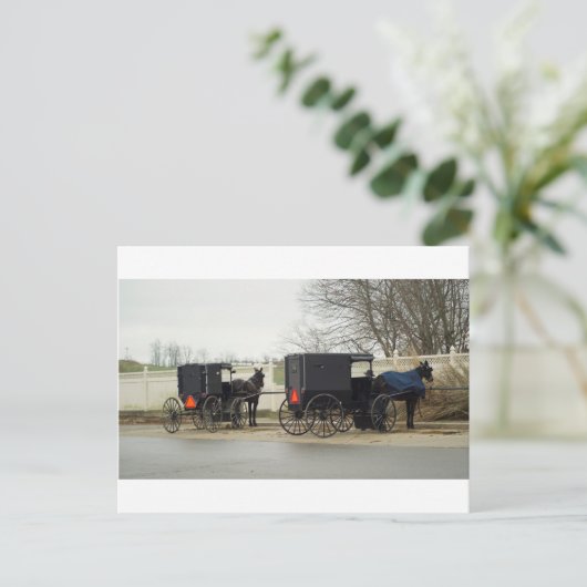 Amish Buggy "Parking Lot" Briefkaart (Staand voorkant)