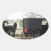 Amish Buggy "Parking Lot" Ovale Sticker (Voorkant)
