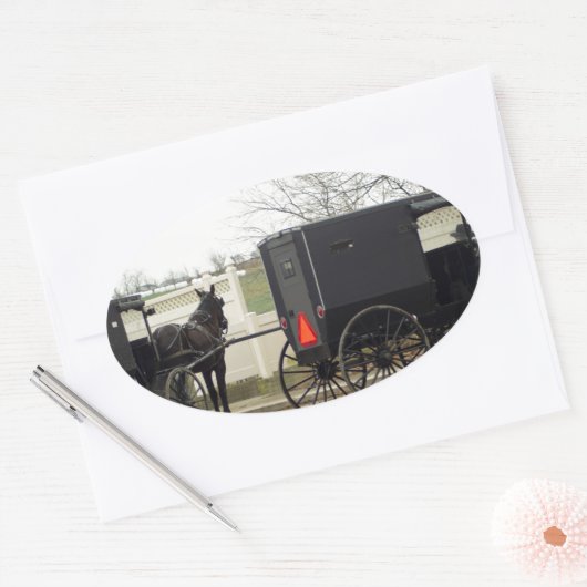 Amish Buggy "Parking Lot" Ovale Sticker (Envelop)