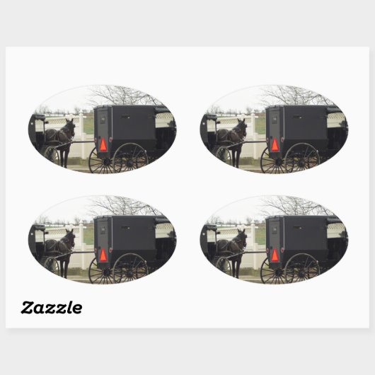 Amish Buggy "Parking Lot" Ovale Sticker (Vel)