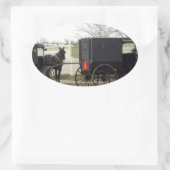 Amish Buggy "Parking Lot" Ovale Sticker (Tas)