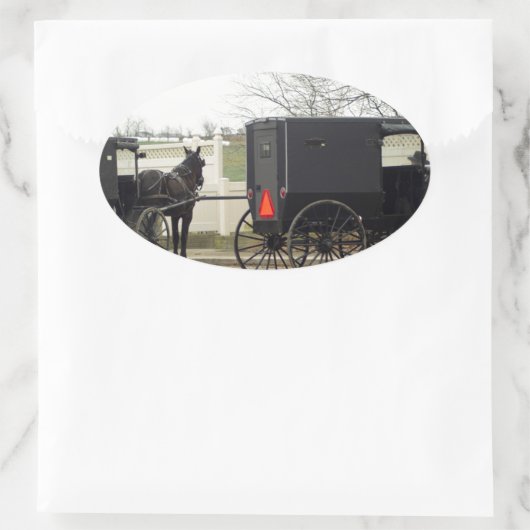 Amish Buggy "Parking Lot" Ovale Sticker (Tas)
