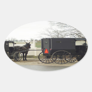 Amish Buggy "Parking Lot" Ovale Sticker