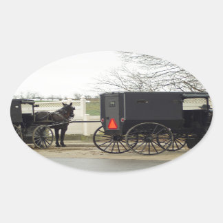 Amish Buggy "Parking Lot" Ovale Sticker