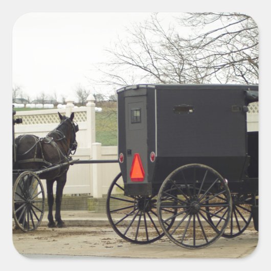 Amish Buggy "Parking Lot" Vierkante Sticker (Voorkant)