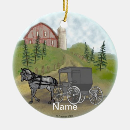 Amish Buggy terugkeer ornament (Voorkant)