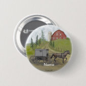 Amish Buggy Visiting pin Ronde Button 5,7 Cm (Voorkant /achterkant)