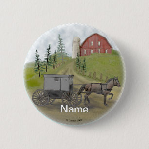 Amish Buggy Visiting Ronde Button 5,7 Cm
