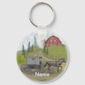 Amish Buggy Visiting Sleutelhanger (Voorkant)