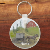 Amish Buggy Visiting Sleutelhanger (Voorkant)