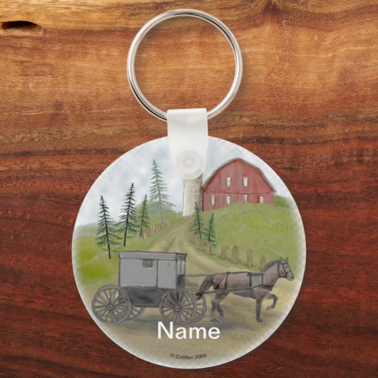 Amish Buggy Visiting Sleutelhanger (Voorkant)