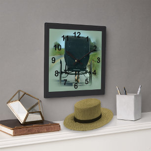 Amish Buggy Wall Clock Vierkante Klok