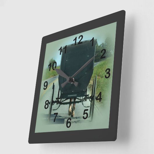 Amish Buggy Wall Clock Vierkante Klok (Hoek)