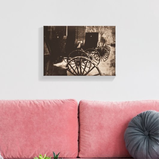 Amish Cart Wheels Grunge Canvas Afdruk (Insitu (Woonkamer))