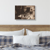 Amish Cart Wheels Grunge Canvas Afdruk (Insitu (Slaapkamer))