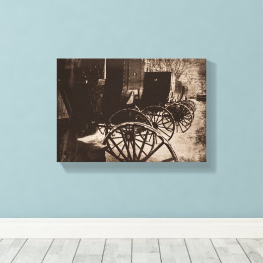 Amish Cart Wheels Grunge Canvas Afdruk (Insitu (Houten vloer))