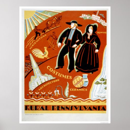 Amish Costume Tradition 1938 WPA Poster (Voorkant)