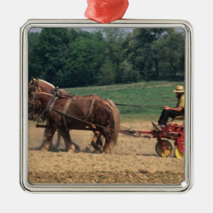 Amish Country eenvoudige mensen in de landbouw met Metalen Ornament