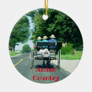 Amish Country Panoramic Kerstversier Keramisch Ornament