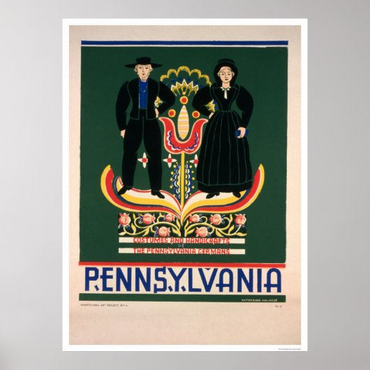 Amish Couple Costumes 1938 WPA Poster (Voorkant)