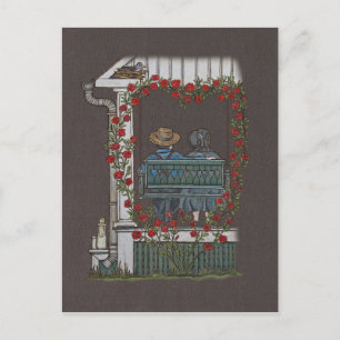 Amish Couple on Porch Swing Briefkaart