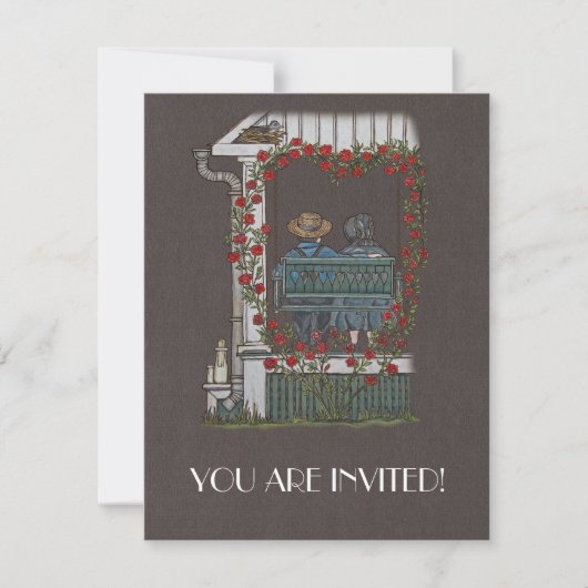 Amish Couple on Porch Swing Kaart (Voorkant)