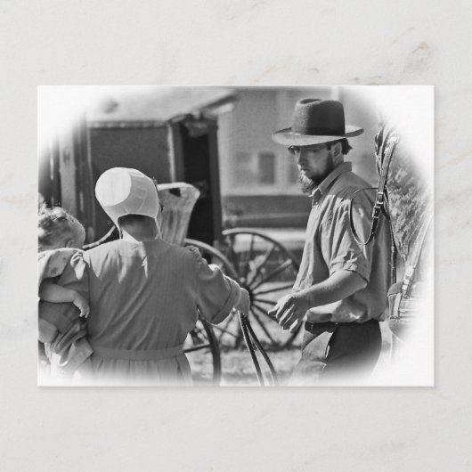 Amish Family-(b&w)-Briefkaart Briefkaart (Voorkant)