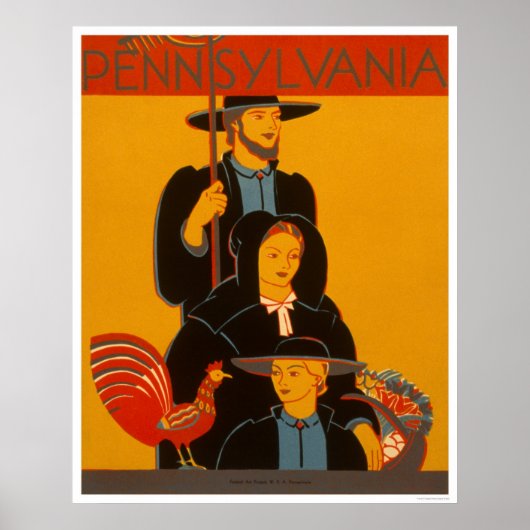 Amish Family Lancaster 1937 WPA Poster (Voorkant)
