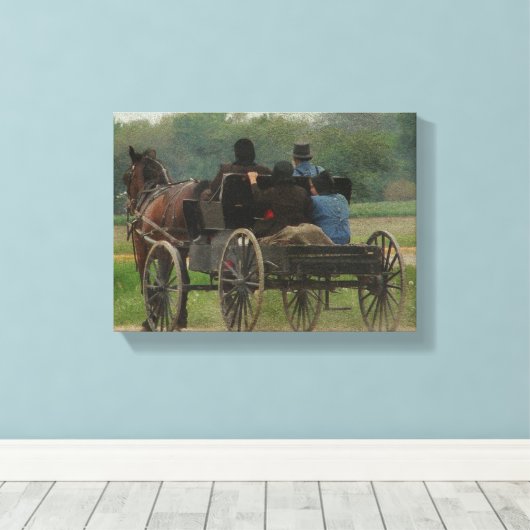 Amish Family Outing Canvas Afdruk (Insitu (Houten vloer))