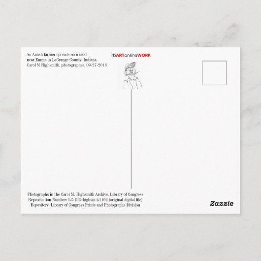 Amish Farmer Planting Corn Briefkaart (Achterkant)