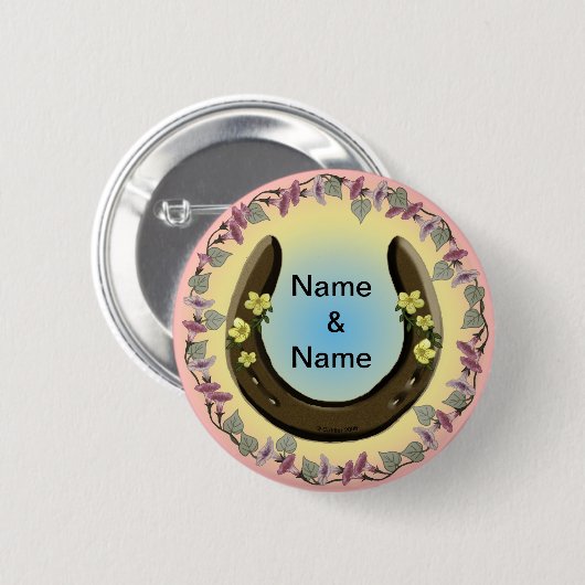 Amish Flower Hoefijzer Ronde Button 5,7 Cm (Voorkant /achterkant)