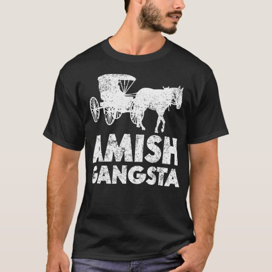 Amish Gangsta Paard en Buggy - Grappig Amish cadea T-shirt (Voorkant)