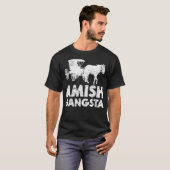 Amish Gangsta Paard en Buggy - Grappig Amish cadea T-shirt (Voorkant volledig)