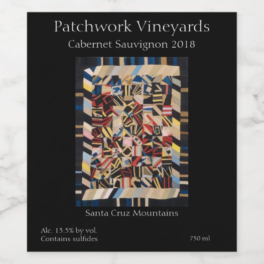 Amish gestoorde quilt wijn etiket (Enkel label)