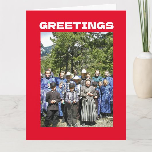 AMISH GRAPPIGE KERSTKAART KAART (Voorkant)