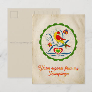 Amish - Hex-teken Distelfink Tulpen Harten Golven Briefkaart