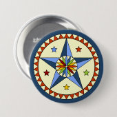 Amish - Hex Teken Sterren - GOEDE LUCK 1 Ronde Button 7,6 Cm (Voorkant /achterkant)