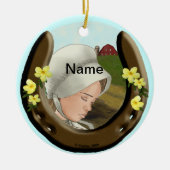 Amish Hoefijzer Girl Keramisch Ornament (Voorkant)