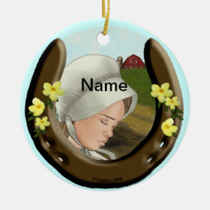 Amish Hoefijzer Girl Keramisch Ornament