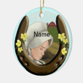 Amish Hoefijzer Girl Keramisch Ornament (Links)