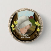 Amish Hoefijzer Girl Ronde Button 5,7 Cm (Voorkant)