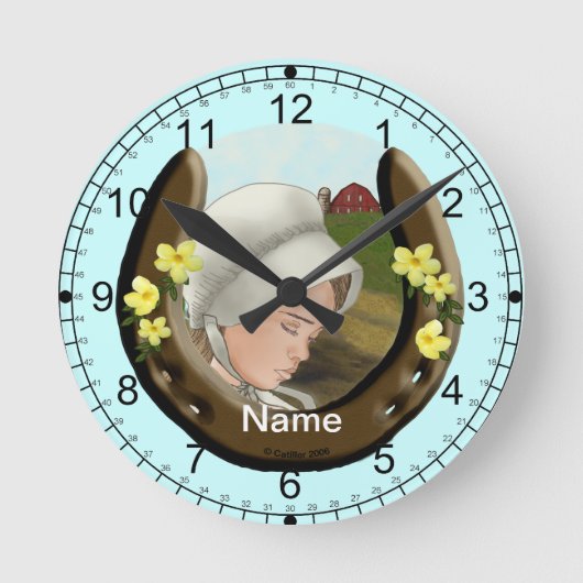 Amish Hoefijzer Meisje Ronde Klok (Voorkant)