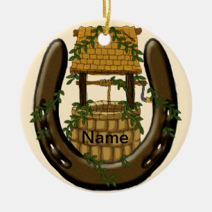 Amish Hoefijzer Wishing Well aangepaste naam ornam Keramisch Ornament